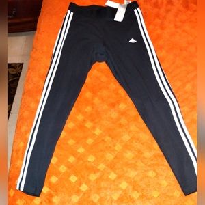 adidas Essentials 3 Stripes Tights, Size XL- Black